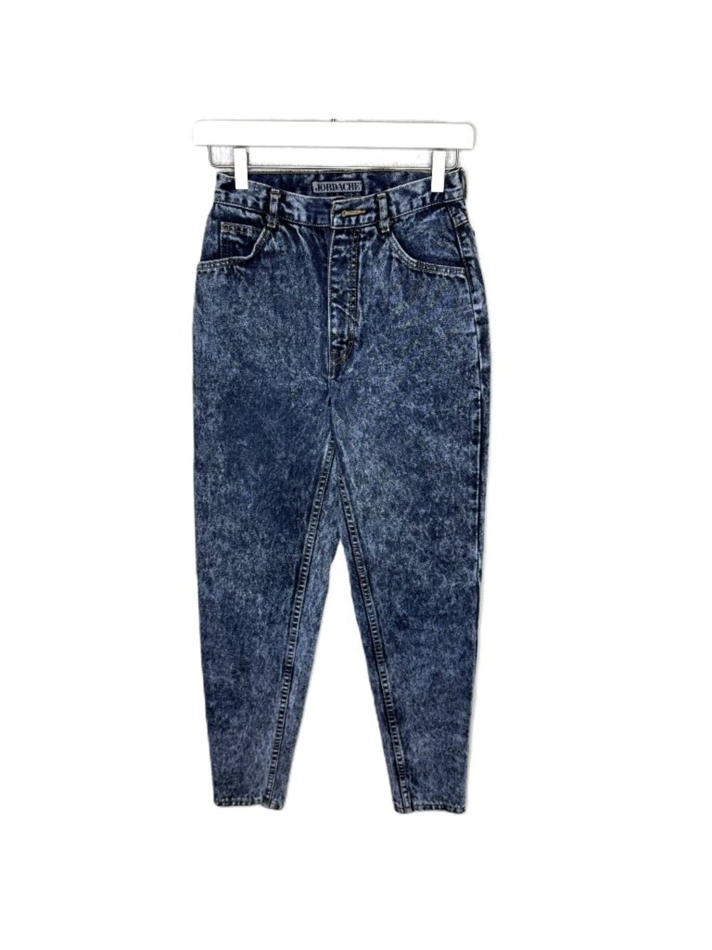 Vintage 80s Jordache Acid Wash High Waist Jeans, Bow & Zipper Ankle, Size 7